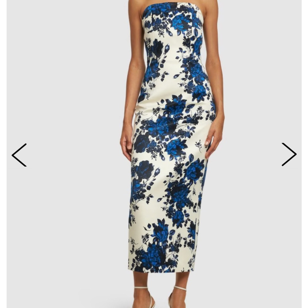 Emilia Wickstead Yulie strapless floral taffeta-faille midi dress size UK8/US4.